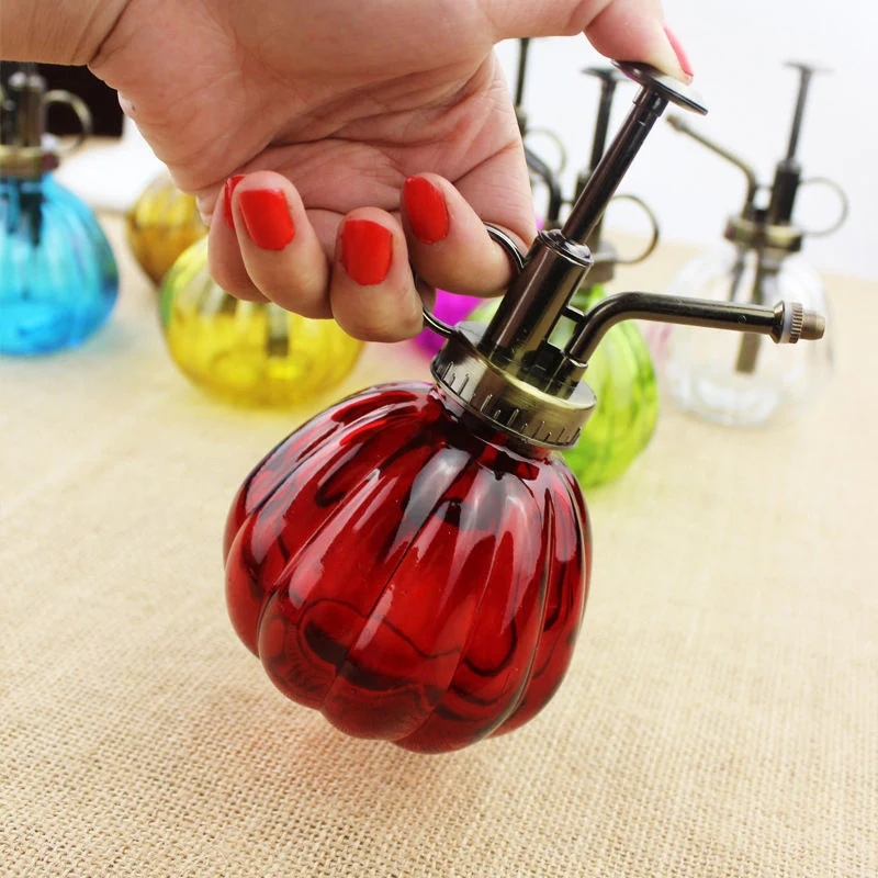 

250ML Retro Pumpkin Shape Glass Watering Pot Plant Flower Hairdressing Spray Bottle Garden Hand Pressure Sprayer 8A1026