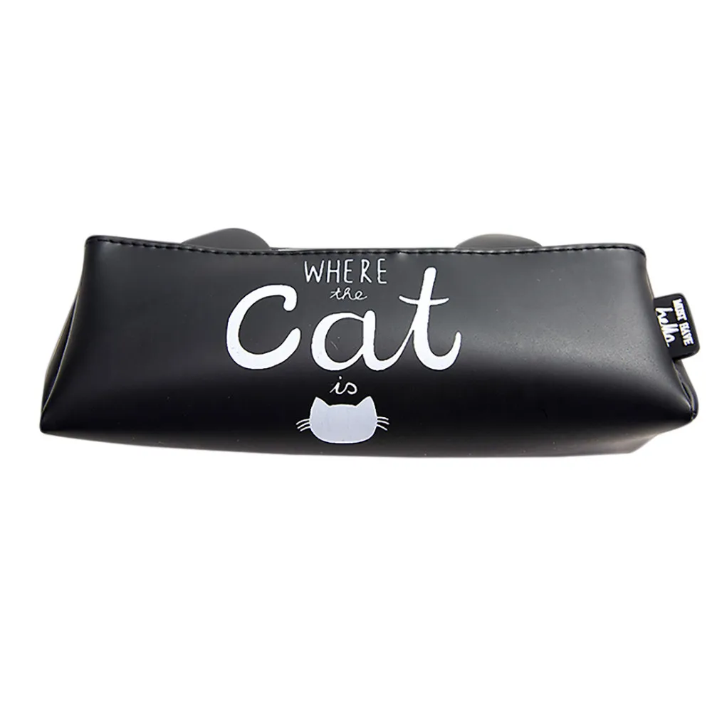 

2017new fashion Cute cat Cartoon Zipper Pouch Case Solid color cortex large capacity coin purse wholesale A8