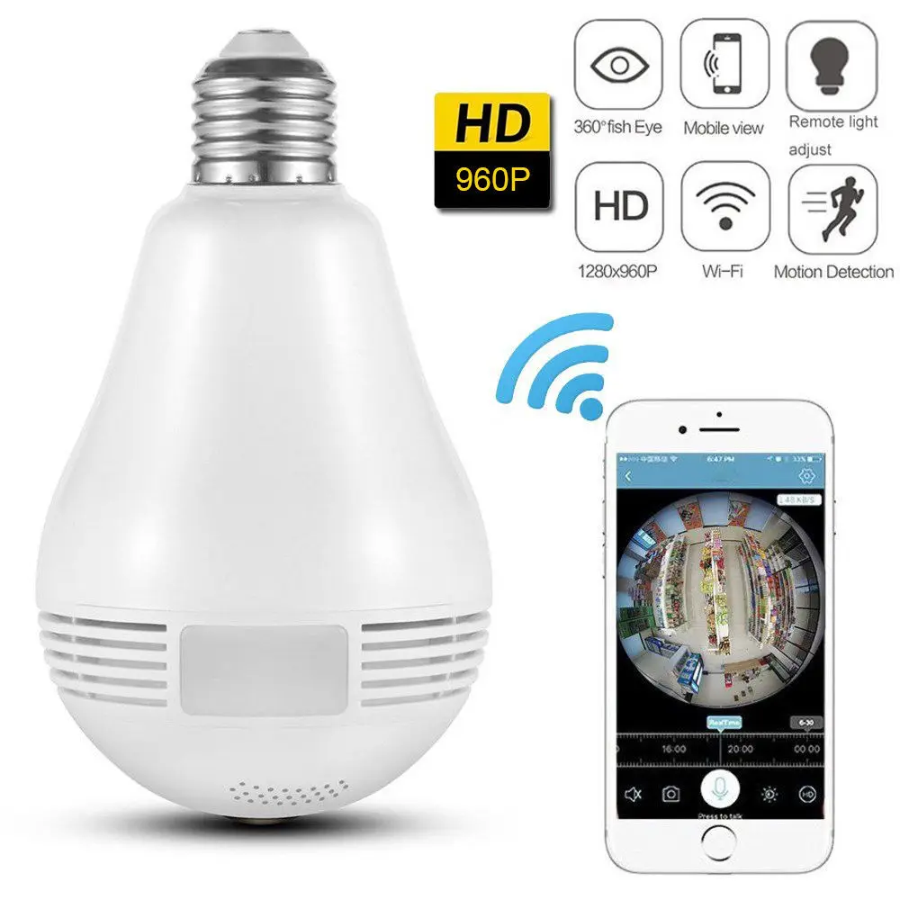 

960P HD seguranca 360 WIFI IP Camera Wireless Fisheye wifi 360 Panoramic Camera Bulb Lamp infrared baby camera internet camera