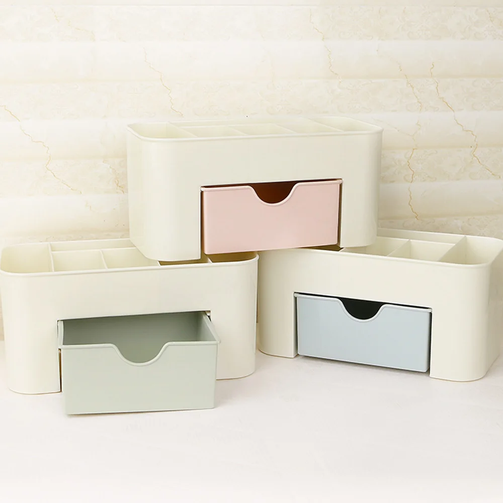 PP Plastic Cosmetic Storage Box Multifunction Desktop Storage Boxes Drawer Makeup Organizers Stationery Storage Organizer