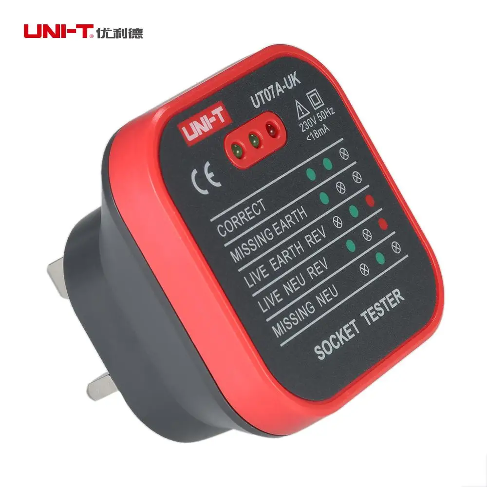 

UT07A-UK Professional Socket Tester Electrical Live/Null/Earth Line Polarity Detector UK Plug