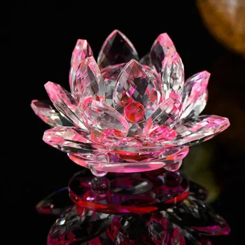 

1 pcs Quartz Crystal Lotus Flower Crafts Glass Fengshui lucky Ornaments Figurines Home Wedding Party Gifts decoration