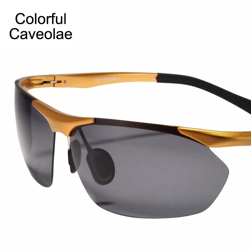 Colorful Caveolae Brand Name Men Sunglasses Fashion Half frame Man Polarized Sun Glasses UV400
