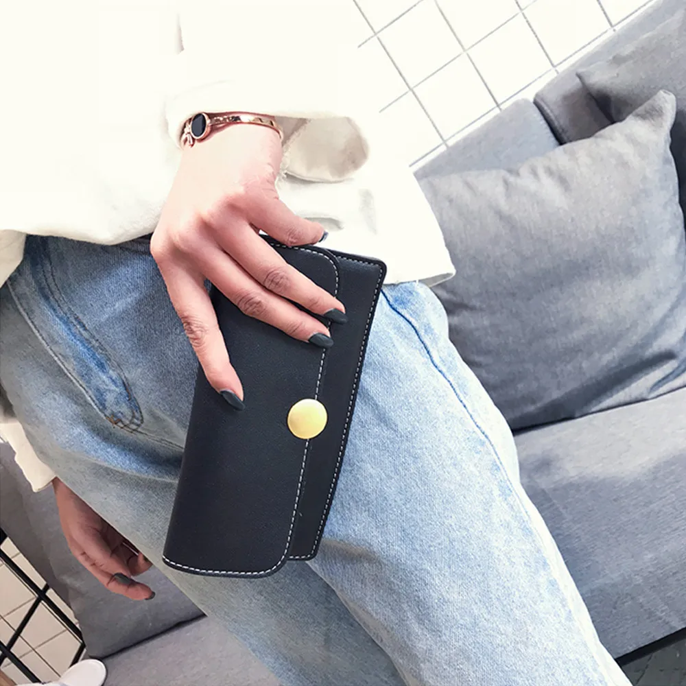 Женский кошелек с простой застежкой Aelicy однотонный Кожаный клатч 2019|wallet leather|long