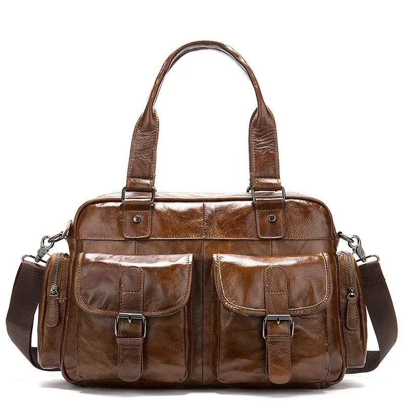 

Crazy Horse Genuine Leather Travel Bag Men Vintage Travel Duffel bag big Cow Leather Carry On Luggage Weekend large shoulder Bag