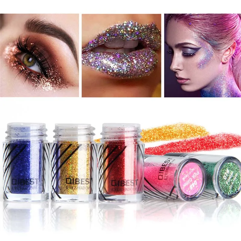 

Qibest Holographic Glitter Powder Pigment Shimmer Shiny Face Body Glitter Eye Single Sequin Glitter Festival Party Makeup Korean