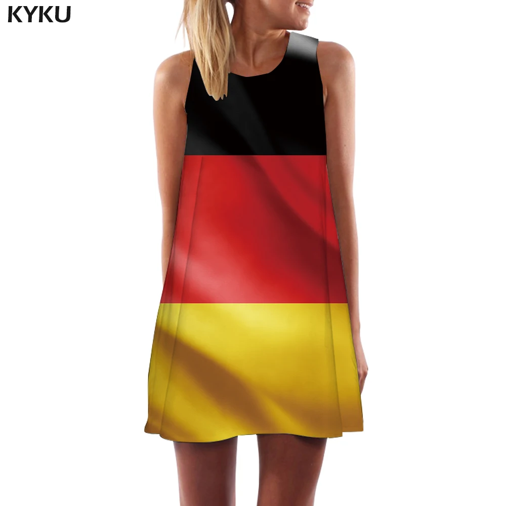 

KYKU Brand German Flag Dress Women Harajuku Office Germany Beach Rock Vestido Sexy Ladies Dresses Womens Clothing Vintage