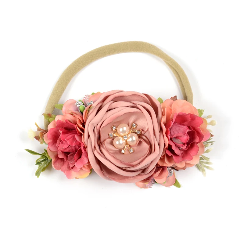 

120pcs/lot Satin Burn Flower Crown Headband Nylon Hair Band Vintage Style Headband For Babys Newborn Hair Accessory