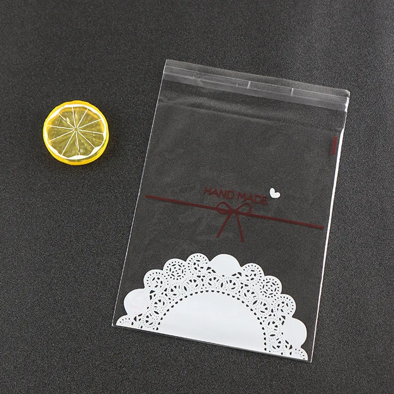 10*10+ 3,12*16+ 3 кружева бабочки opp Клейкая печать мешочки для конфет прозрачные пакеты для печенья-целлофановый мешок-пакеты для конфет