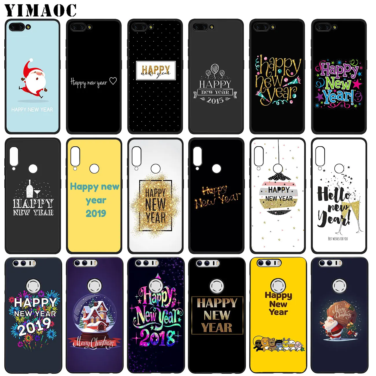 

YIMAOC happy New Year New year's gifts Soft Silicone Case for Huawei Y7 Y6 Prime Y9 2018 Honor 8C 8X 8 9 10 Lite 7C 7X 7A Pro