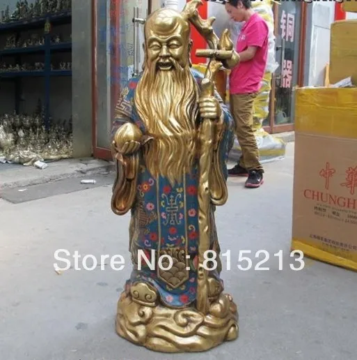 Bi00128 4" Огромный Китай Бронза Gild перегородчатые Персик Долголетия бог Повезло Статуя Будды