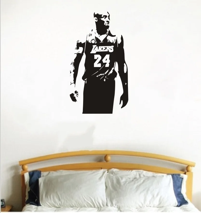 

Free Shipping Lakers Kobe Bryant vinyl wall decals home decor living room diy art mural wallpaper removable wall stickers