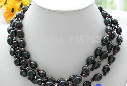 

HOT 0015346 BLACK RICE FRESHWATER CULTURED PEARL Alexandrite NECKLACE