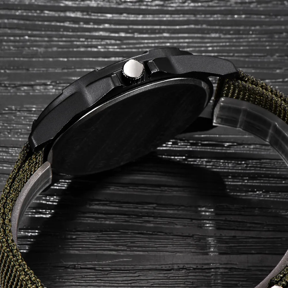 XINEW Canvas Wrist Watches Men's Sport Calendar Clock Relogio Masculino Top Brand Men Steel Dial Military Quartz Watch#Zer