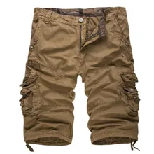 Новые хлопковые мужские повседневные шорты Свободные Большие размеры карго шорты одноцветное свободное платье шорты милитари белые по колено тактические