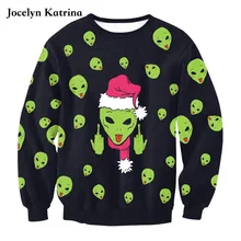 Осенне-зимний Рождественский спортивный свитер с принтом инопланетянина свободная толстовка с длинными рукавами в европейском и американском стиле