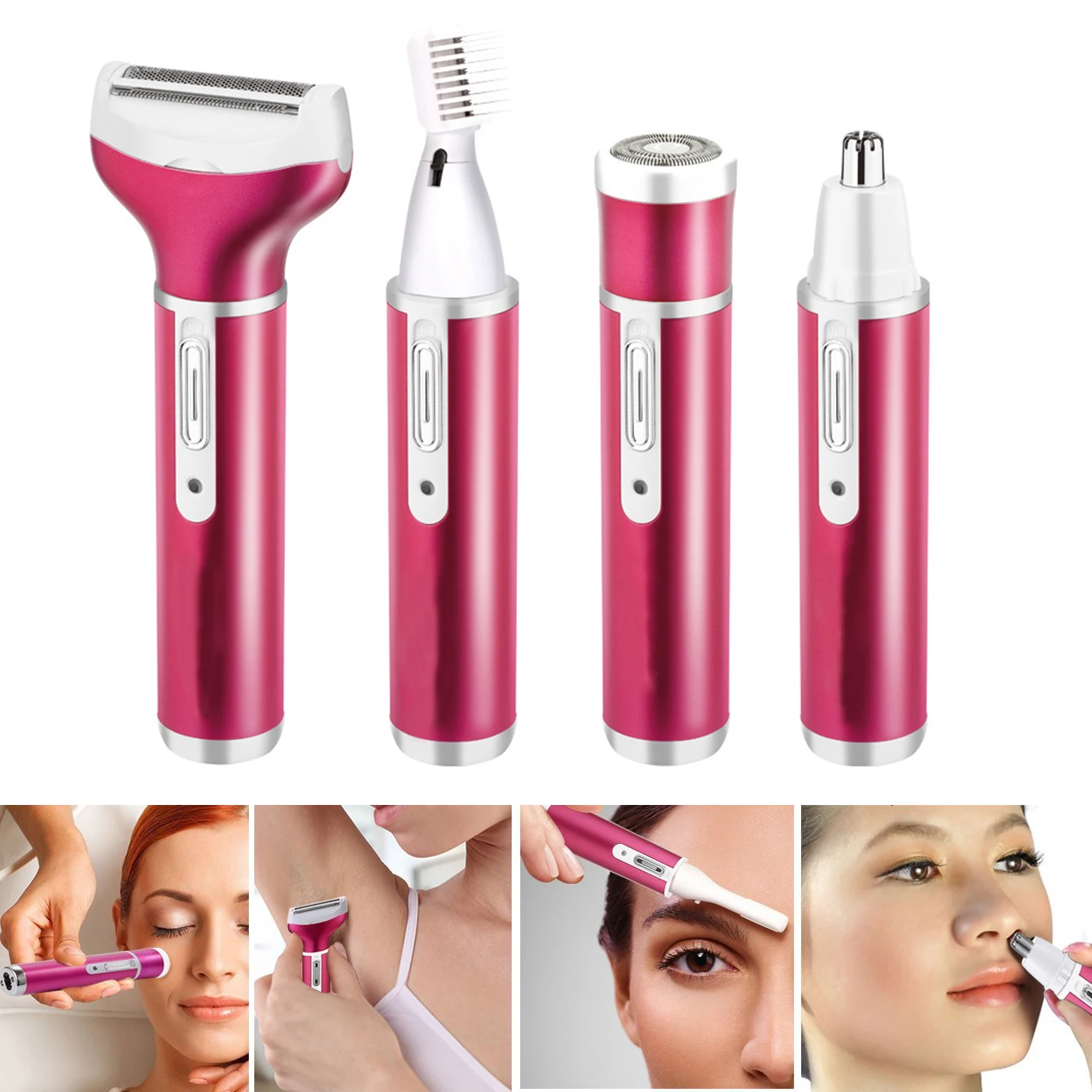 

4 In 1 Rechargeable USB Depilation Machine Hair Remover Nose Beard/Eyebrow Trimmer/Female Shaver Depilator Epilator Dropship