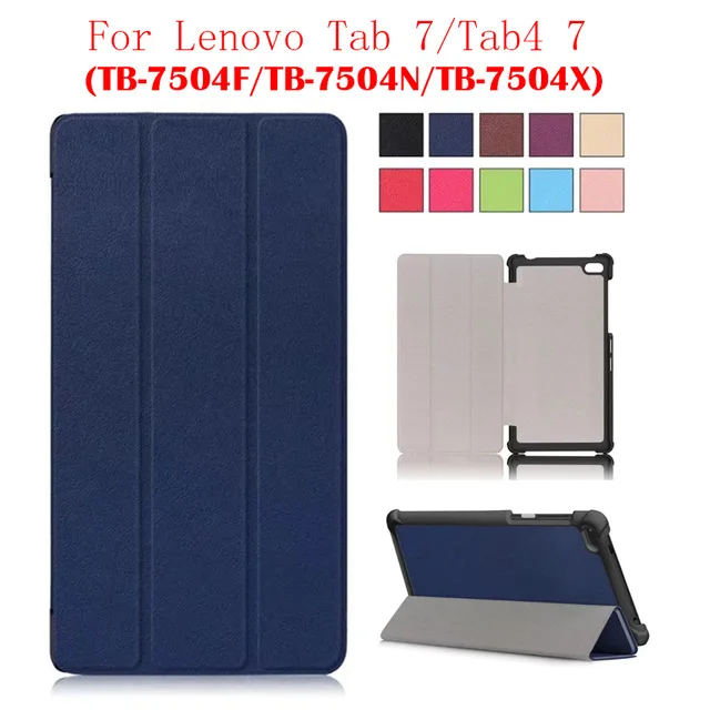 

PU Leather Stand Protective Skin Case For Lenovo tab 4 7 / Tab 7 7504 TB-7504F/TB-7504N/TB-7504X 7.0'' Tablet Cover +Film+ Pen