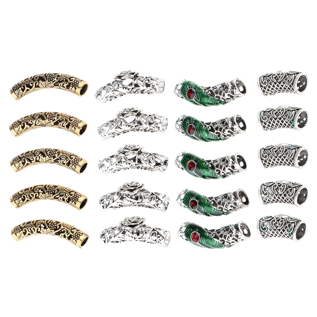 20 Pcs/set Dread Lock Beads Hair Rings Natural Hair Wig Braiding Cuffs Decorations Head Jewels