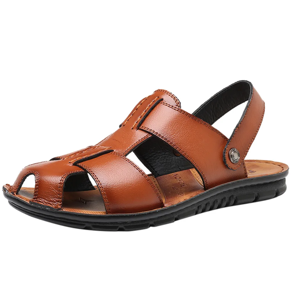 SAGACE/мужские сандалии на плоской подошве; кожаные Вьетнамки; классические пляжные шлепанцы в римском стиле; мужские повседневные Нескользящие сандалии; большие размеры 39-46