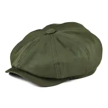 Eight-Panel Hat Caps Newsboy-Cap Twill Baker Boina Beret-003 Green BOTVELA Retro Women's