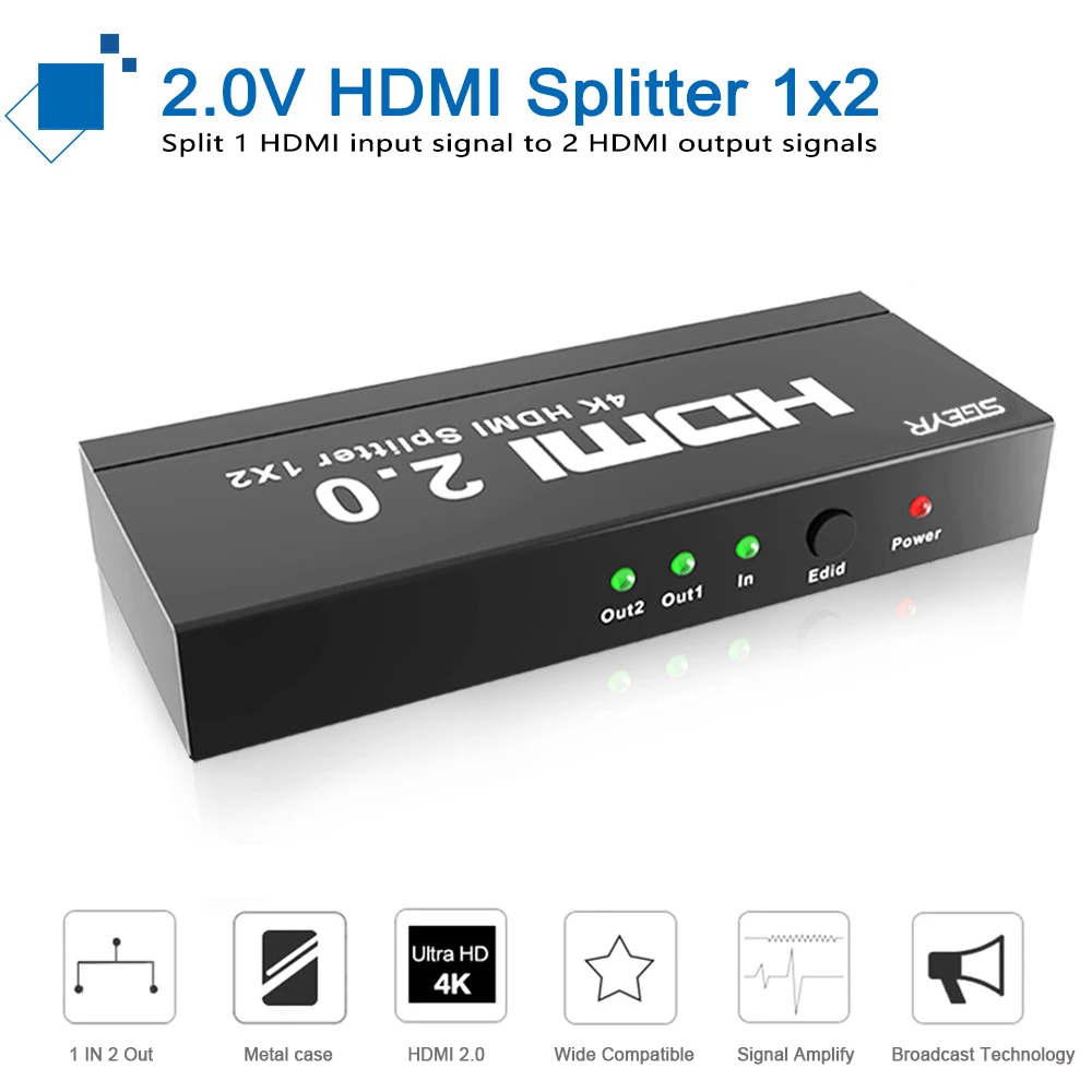 SGEYR 4K 2,0 HDMI сплиттер Full HD видео HDMI коммутатор 1X2 1X4 порта двойной дисплей сплиттер для PS3 PS4 HDTV DVD STB xbox