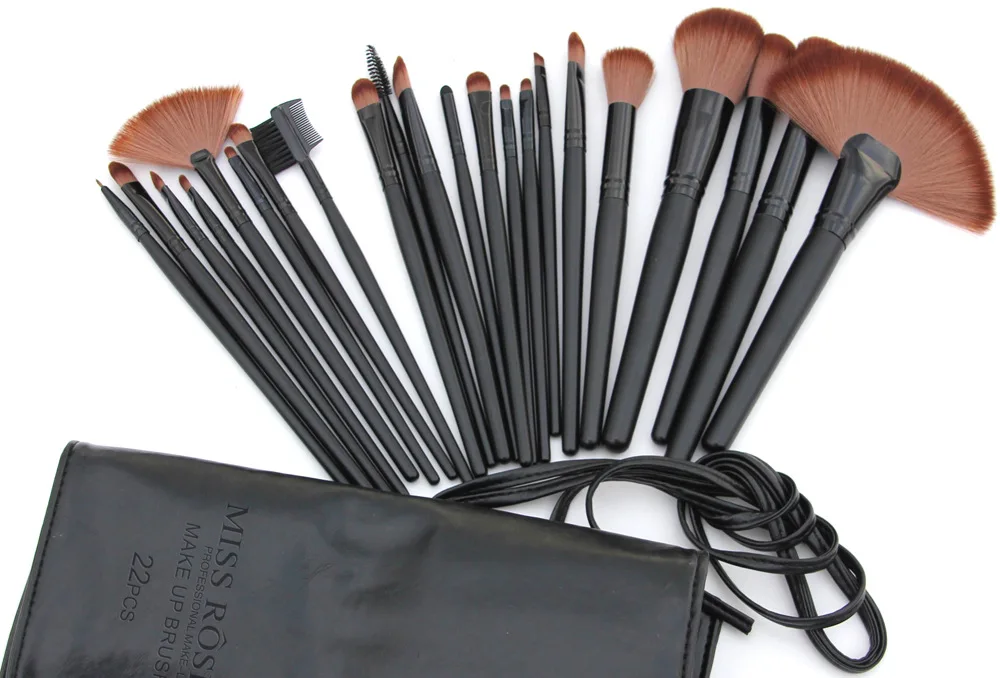 Miss Rose professional makeup brushes 22pcs foundation brush black wood