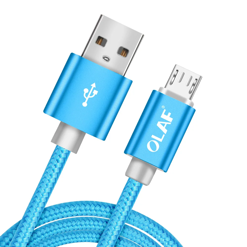 Олаф нейлоновый Кабель Micro-USB в оплетке 1 м/2 м/3 м/1,5 м/0,25 м Синхронизация данных USB кабель зарядного устройства для samsung huawei xiaomi Android телефонный кабель - Цвет: Blue