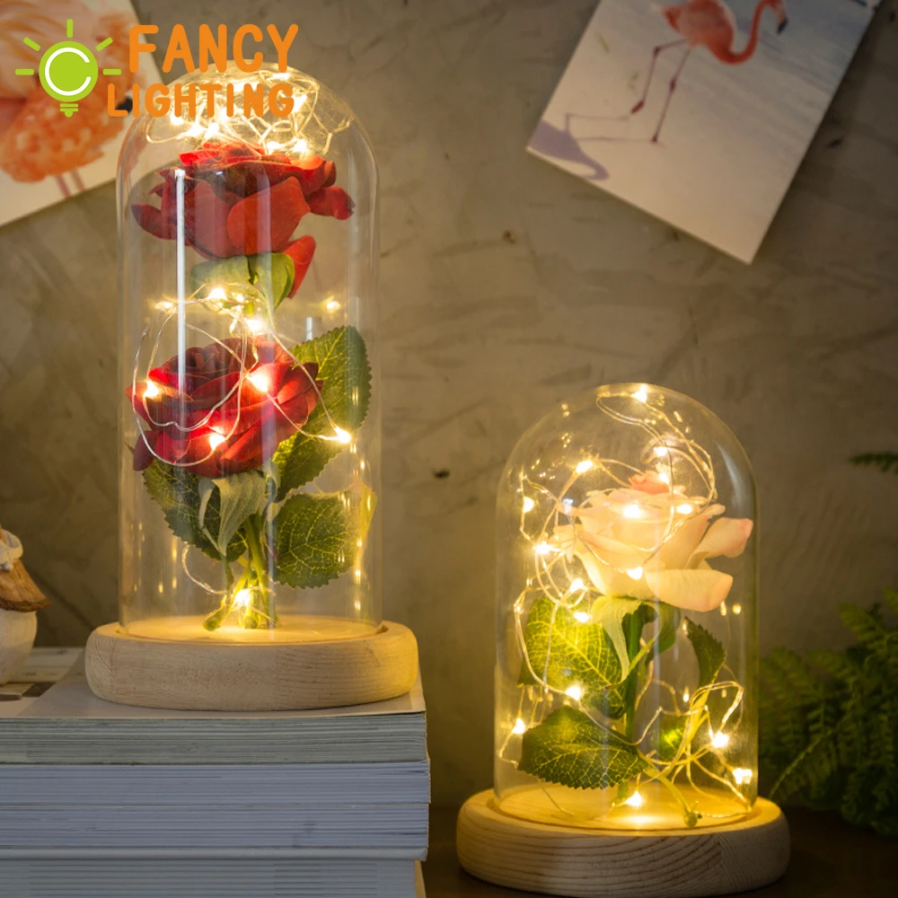 

Rose Night Light 2pcs Pink Flower Bedside Lamp For Holiday/Gift/Home/Children/Bedroom Christmas Decor 85-265V Battery Baby Lamp