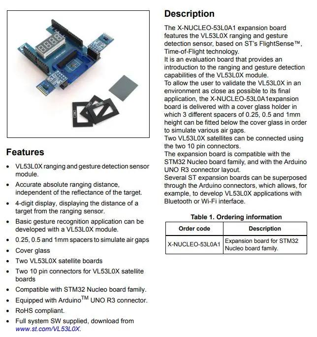 X-NUCLEO-53L0A1 INFO