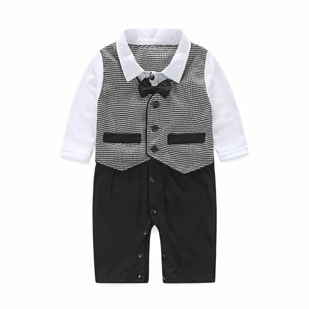 

Fashion Handsome Baby Boy Formal Party Long Sleeve Christening Wedding Tuxedo Waistcoat Bow Tie Kids Child Clothing Suit 0-24M