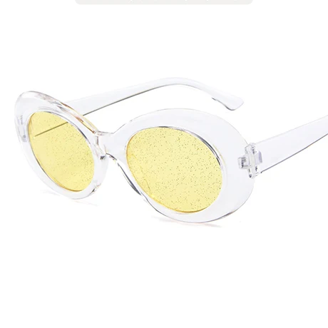 Clout очки NIRVANA Kurt Cobain Круглые Солнцезащитные очки для женщин зеркальные очки ретро женские мужские солнцезащитные очки UV400 - Цвет оправы: Цвет: желтый