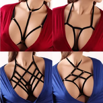 Sexy noir corps harnais Bondage sein sexe jouet pour femmes érotique Lingerie harnais ceintures élastique à bretelles hauts en cage Bras