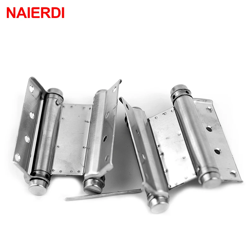 2PCS NAIERDI 3-5 Inch Double Action Spring Door Hinge Stainless Steel Rebound Hinges For Cafe Swing Western Furniture Hardware