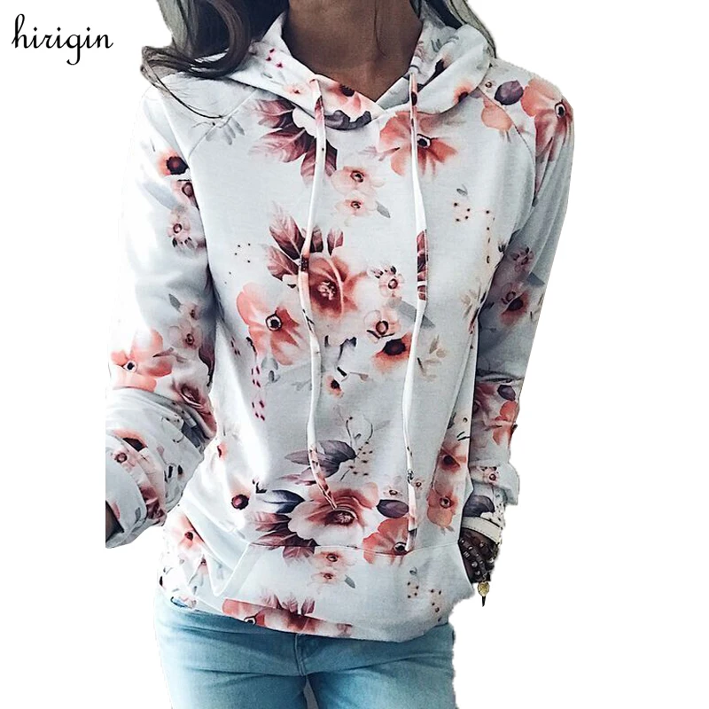 Floral Printed Hoodies Women 2017 Autumn Winter New