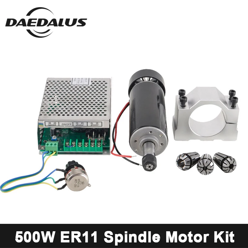 

Spindle 500w Motor ER11 Collet Chuck 0.5KW Air Cooled Spindle 110V/220V Power Supply+52MM Clamp For CNC Engraver Milling Machine