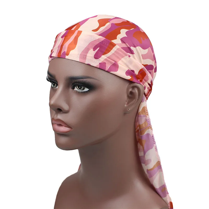 Мужской шелковистый тюрбан Durags модный Камуфляжный аксессуар для волос с принтом