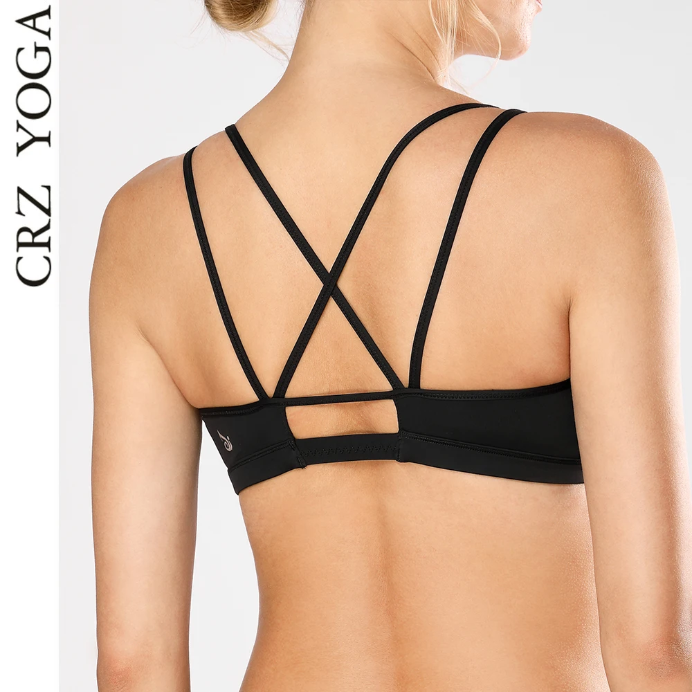 

CRZ YOGA Women's Padded Cool-look Criss Cross Strappy Yoga Sports Bra