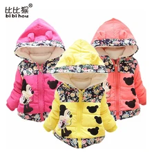 Minnie veste pour les Filles D’hiver vers le bas Manteau Chaud Enfants infantile Survêtement À Manches Longues À Capuche Coton rose Bébé filles Enfants Vestes