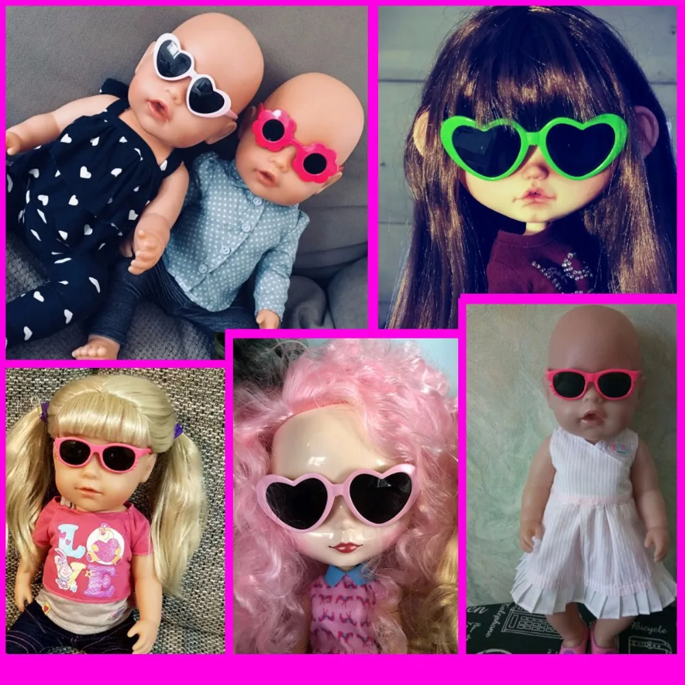 1 шт. мини-очки для 43 см, аксессуары для куклы новорожденного и американская кукла, детские пластиковые солнцезащитные очки в форме сердца и цветка, несколько цветов