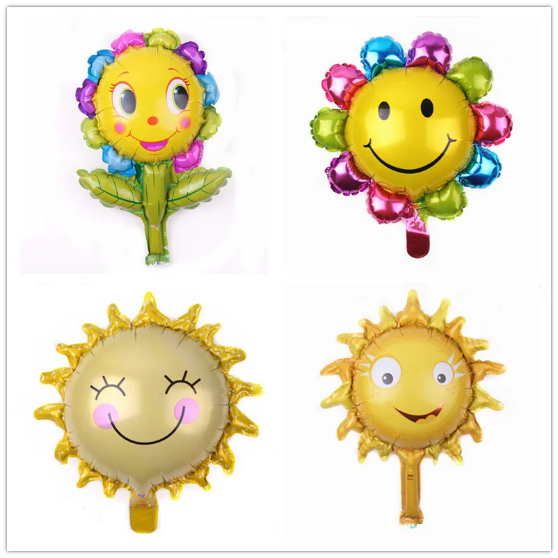 Mini Smile Sun Flower Balloons Wedding Happy Birthday Decoration Kids Glod Flowers Baloon Party DecorationS Anniversaire | Дом и сад