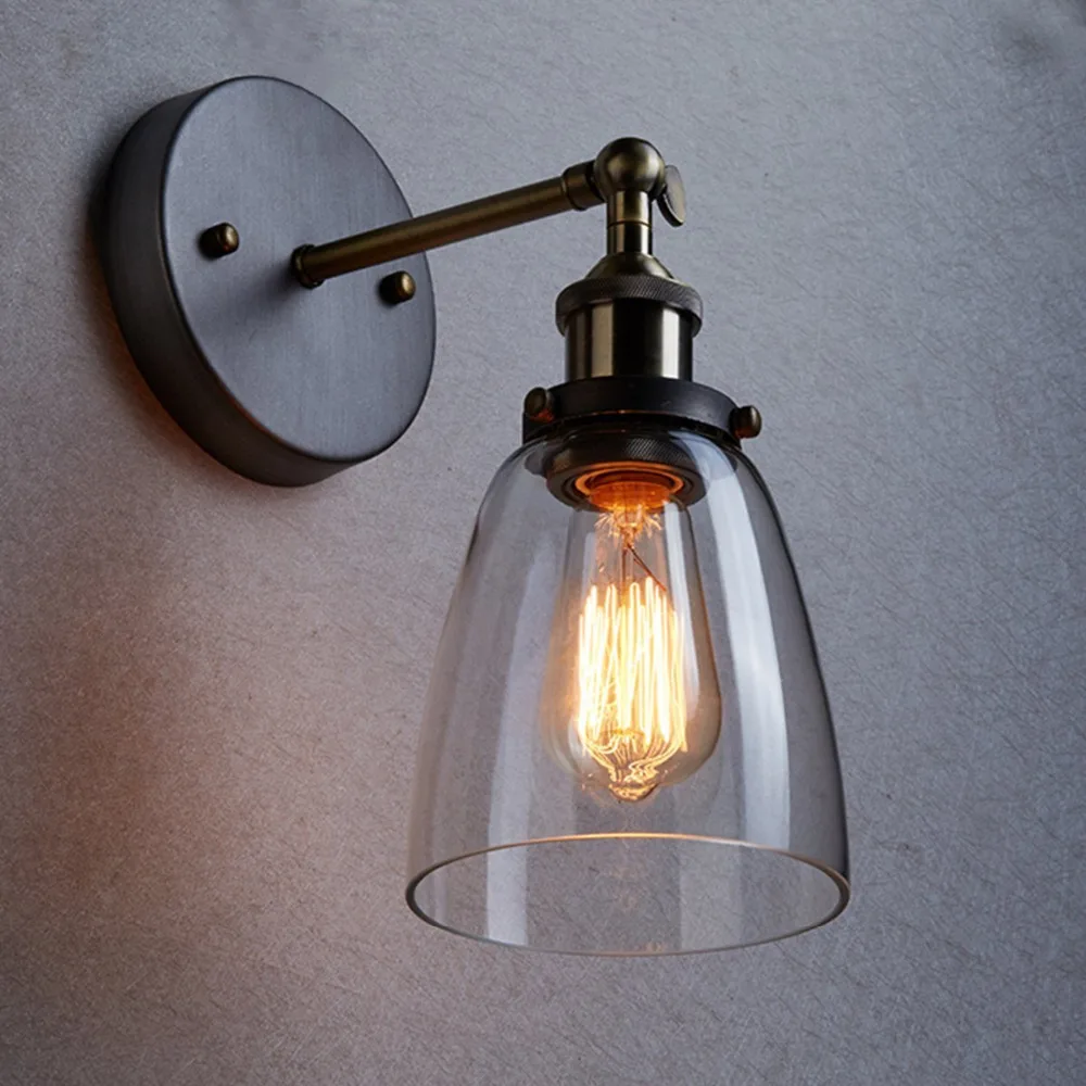 Loft Vintage Edison Industrial l mparas de pared de cristal claro de pared aplique de pared