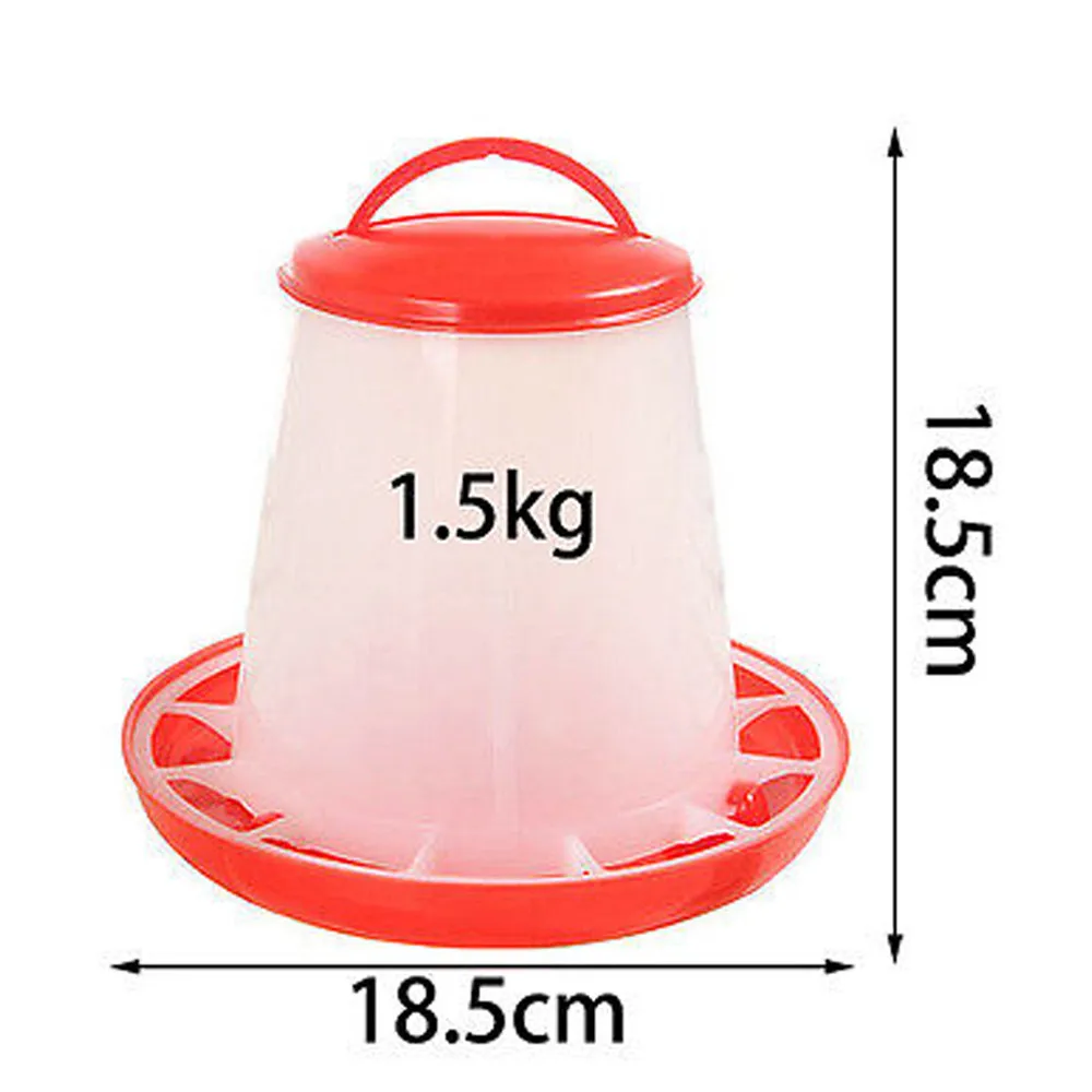 1.5kg Plastic Food Feeder Chicken Chick Hen Poultry Lid Handle Feeding Watering Supplies Feeding Tools Farm Animal Supplies 2.7