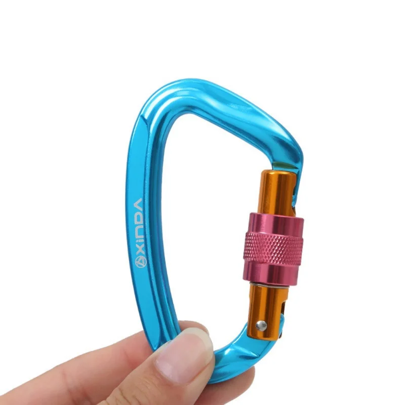 

Hot Aluminum Mountaineering Caving Rock Climbing Carabiner D Shaped Safety Master Screw Lock Buckle Escalade Equipement