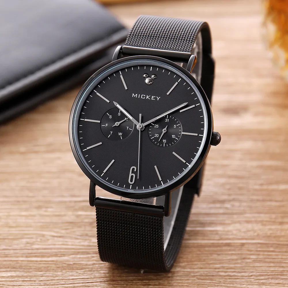 

mens watch stainless steel business Disney brand Mickey mouse man wristwatches quartz waterproof clocks Citizen movement