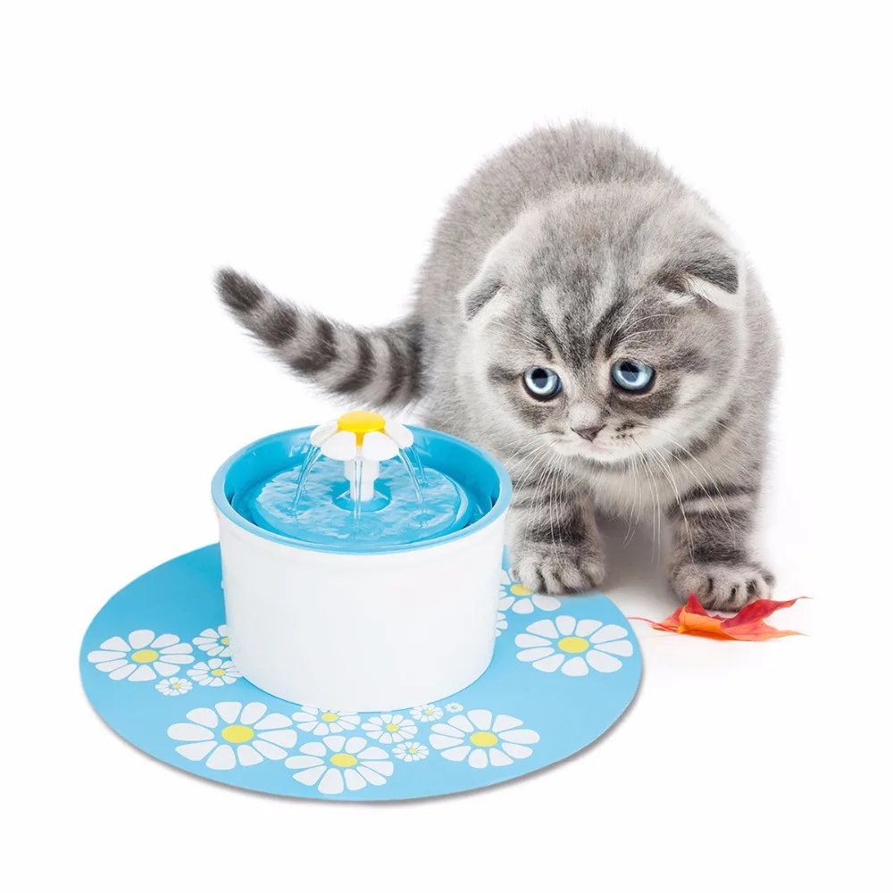 Автоматическая кошка в форме цветка фонтан Mute Pet диспенсер для воды питатель бутылка с угольным фильтром и противоскользящим матом питьевой фонтан