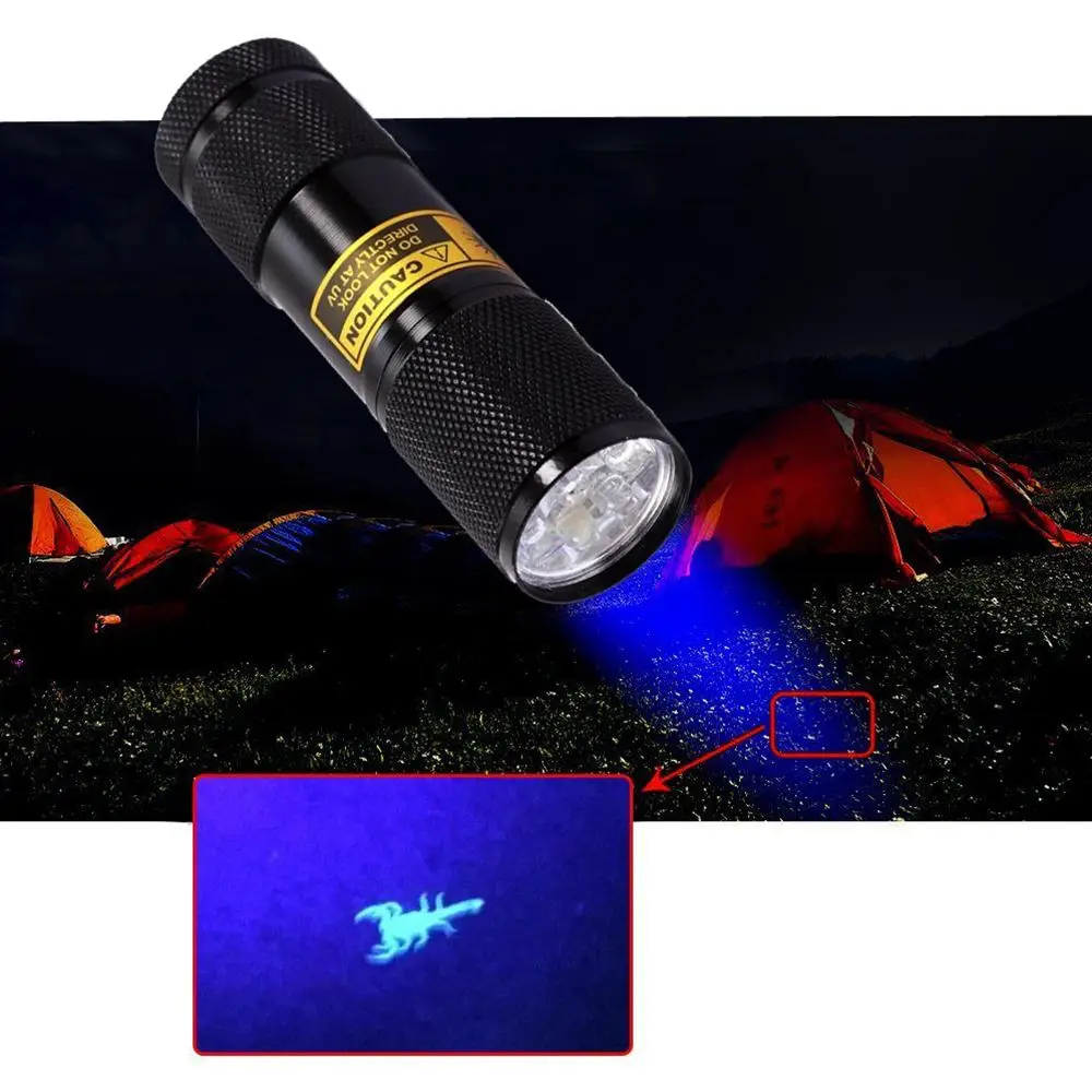 ALONEFIRE 395nm 9 Led Ultra violet licht Katze Hund Pet urin Geld Hotel  Skorpion Reise UV Detektor Lampe taschenlampe AAA batterie