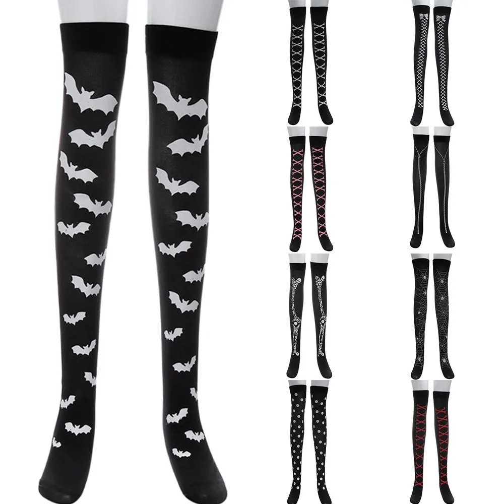 

Halloween Women Socks Print Long Tube Knee Length Socks Fancy Party Funny Dress Up Props Socks