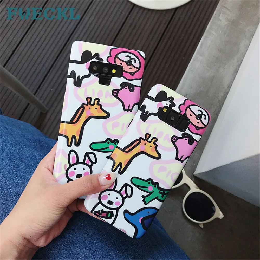 

Cartoon Zoo Lion Giraffe Rabbit Animal Phone Case For Samsung Galaxy S8 S9 Plus S7 Edge Note 8 9 Matte Soft IMD Silicon Cover