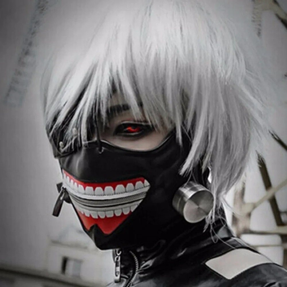 

Cosplay Tokyo Ghoul Kaneki Ken Adjustable Zipper Masks PU Leather Cool Mask Free Shipping